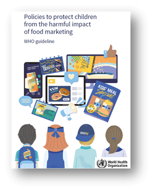 WHO guideline on Policies to protect children from the harmful impact of food marketing publication cover