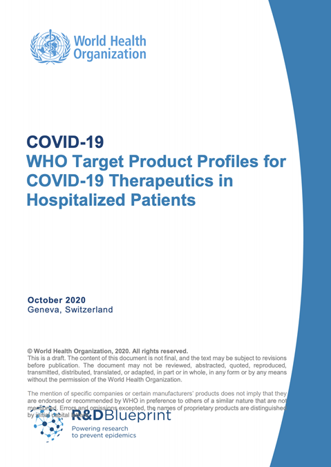 COVID-19 Therapeutics Target Product Profile for Hospitalized Patients