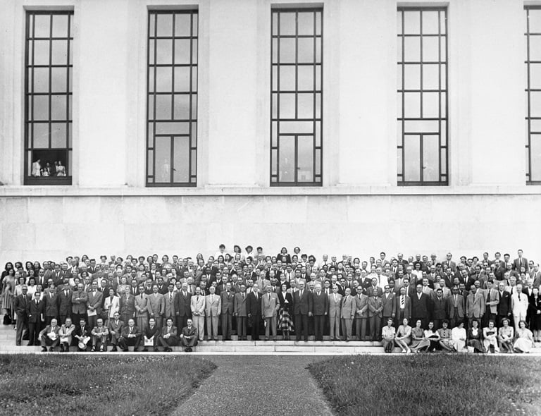 Representatives from Member States of the World Health Organization (WHO) during the First World Health Assembly on 24 June to 24 July 1948 at the Palais des Nations, Geneva.