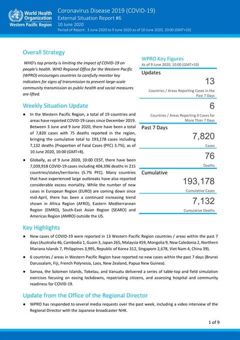 COVID-19 situation report for the Western Pacific Region #157: 1 September 2023